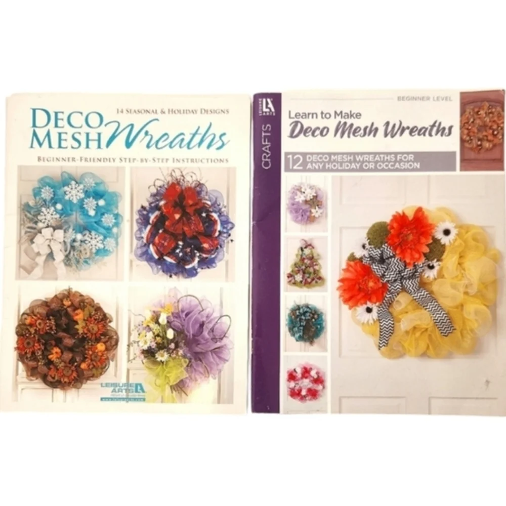 Leisure Arts Learn to Make Deco Mesh Wreaths, Deco Mesh Beginner Friendly 2Books